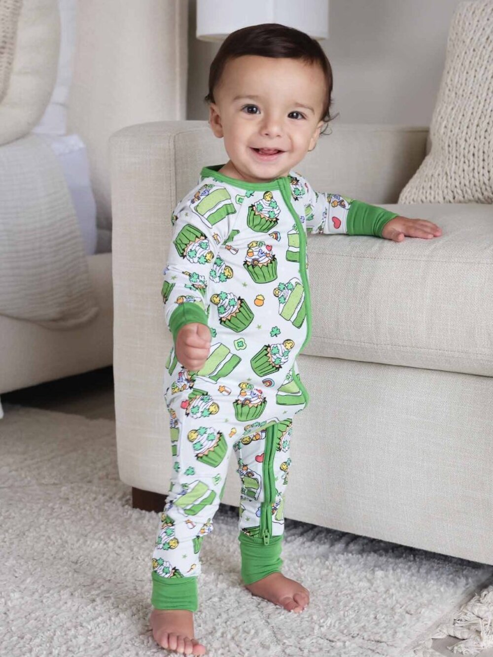 Caden Lane Convertible Zip Romper- Shamrock Sweets (18-24 months)